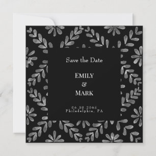 Convites Elegante Save the Date de Casamento Preto e Branco