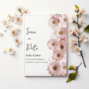 Convites Elegante Save the Date floral de margarida rosa do