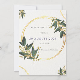 Convites Elegante Save the Date Karte – Gold & Grün