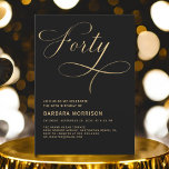 Convites Elegante Script 40 Black Dourado aniversário de 40<br><div class="desc">Marque um marco fabuloso com este Dourado Convite para aniversário de 40 anos do Script Elegante 40 Black. Apresentando tons refinados de preto e ouro, esse convite expele sofisticação e encanto. A escrita elegante acrescenta um toque pessoal, fazer a escolha perfeita para celebrar um aniversário de 40 anos de estilo...</div>