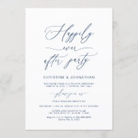 Elegante Script, Azul Marinho, Casamento Furtivo
