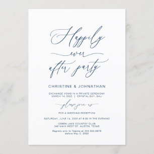 Convites Elegante Script, Azul Marinho, Casamento Furtivo