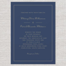 Elegante Script Azul Marinho Dourado Formal Chic C