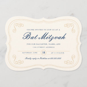 Convites Elegante Script Bat Mitzvah
