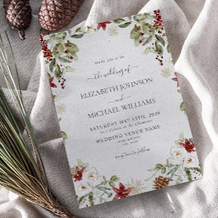 Convites Elegante Script Botânico em Aquarela para Casament