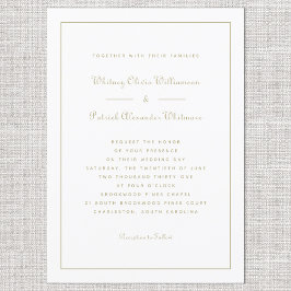 Convites Elegante Script Caligrafia Ouro Branco Casamentos