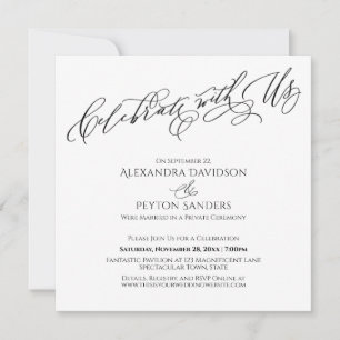 Convites Elegante Script Celebre Conosco Preto e Branco