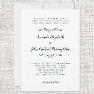 Convites Elegante Script Chic Formal Casamento Verde Esmera