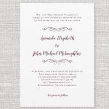 Elegante Script Clássico Casamento Borgonha Branco