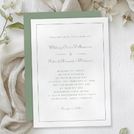 Convites Elegante Script Clássico Sage Green Formal Casamen