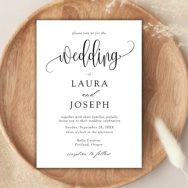 Convites Elegante Script de Caligrafia Clássica para Casame (Elegant classic calligraphy script invitation brings refined romance to your wedding announcement)