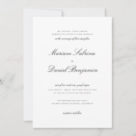 Convites Elegante Script de Caligrafia Preto e Branco Casam