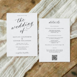 Convites Elegante Script de Caligrafia Tudo em Um Casamento