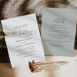 Convites Elegante Script Sage Green Tudo Em Um Casamento<br><div class="desc">Este elegante Convite para o Casamento de Fotos apresenta um texto de caligrafia de script abrangente,  emparelhado com uma letra de serif & moderna em preto; no verso,  há um monograma personalizável em um fundo verde de sábio. Itens correspondentes disponíveis.</div>