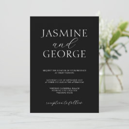 Convites Elegante Script Simples Moderno Casamento Preto