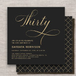 Convites Elegante Script Trinta e Dourada aniversário de 30<br><div class="desc">Celebre um marco com este Convite para aniversário de 30 anos Dourado do Elegante Script 40 Black. Com um sofisticado esquema de cores preto e ouro, este design adiciona um toque de elegância e refinamento à celebração do seu aniversário de 30 anos. O roteiro da na moda traz um toque...</div>