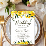 Convites Elegante Script Yellow Rose Floral 60th Birthday<br><div class="desc">Rosa floral moderno elegante convites de festas de aniversários de cor aquosa amarela-chica floral 60º (ou qualquer idade). Celebre em estilo com nossa elegância 60 convites de festas de aniversários, com um belo design floral amarelo de aquarela. Esse convite sofisticado mostra na moda caligrafia e tipografia com um arranjo charmoso...</div>