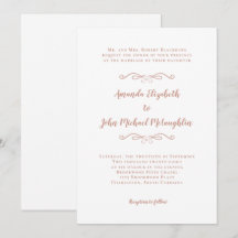 Elegante Scripta Clássica Casamento Formal Rosa Do