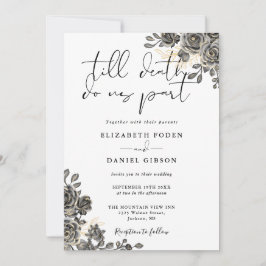 Convites Elegante Scripta Rosa Floral Casamento Gótico