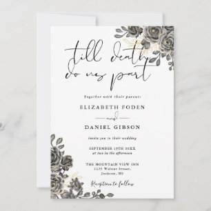 Convites Elegante Scripta Rosa Floral Casamento Gótico