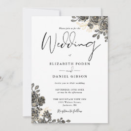Convites Elegante Scripta Rosa Floral Casamento Gótico