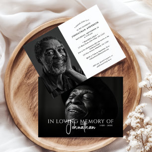 Convites Elegante Serviço Funebre/Memorial Moderno de 2 Fot