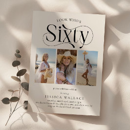 Convites Elegante Sessenta e três colagens fotográficas 60º