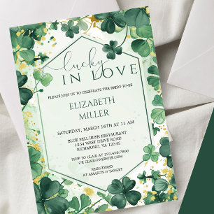Convites Elegante Shamrock Lucky in Love Chá de panela