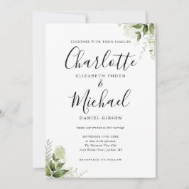 Convites Elegante Signature Script Greenery deixa casamento