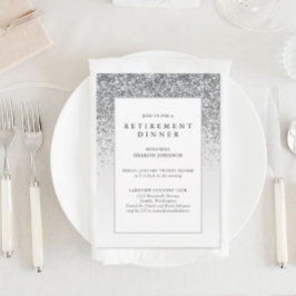 Convites Elegante Silver Glitter Business Retirement Party