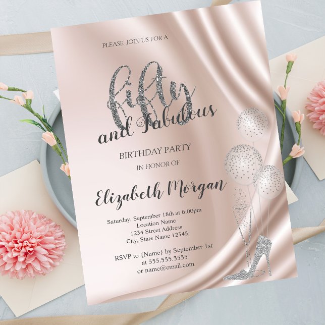 Convites Elegante Silver High Heels 50ª Festa de aniversári (Criador carregado)