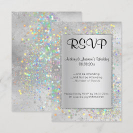 CONVITES ELEGANTE SILVER MARBLE HOLOGRAPHIC RSVP