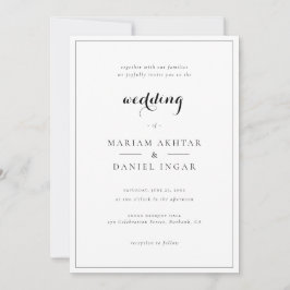 Convites Elegante Simples Caligrafia de Letra Casamento Bra