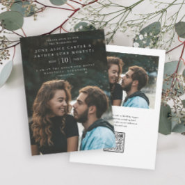 Convites Elegante Simples Código QR de Foto RSVP Casamento