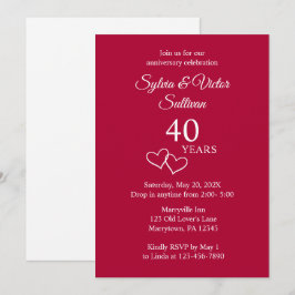 Convites Elegante Simples Festa de Aniversário de 40 Anos C