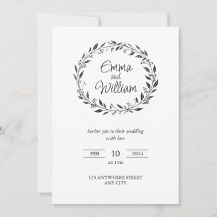 Convites Elegante simples floral Casamento