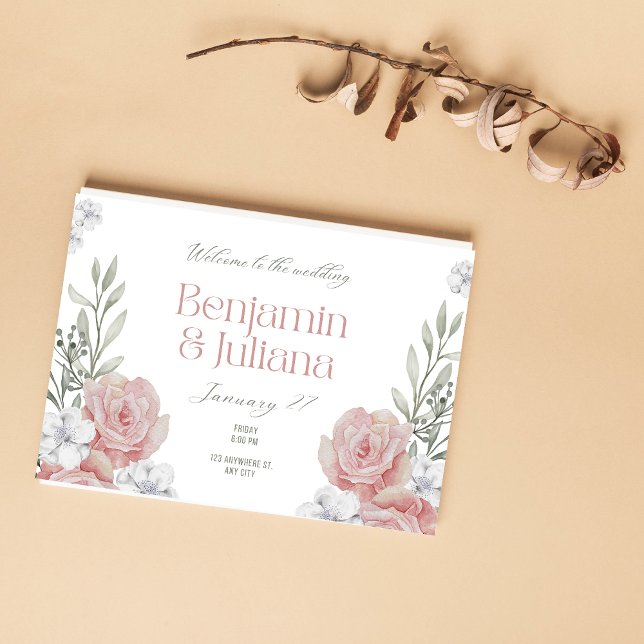 Convites Elegante Simples Floral Clássico (Criador carregado)