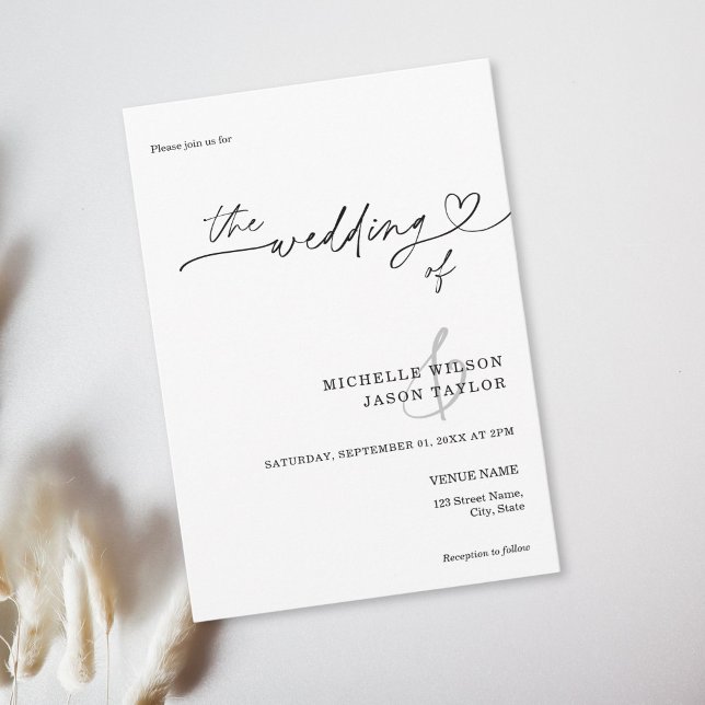 Convites Elegante Simples Minimalista Preto e Branco (Elegant Simple Minimalist Black and White Invitation)