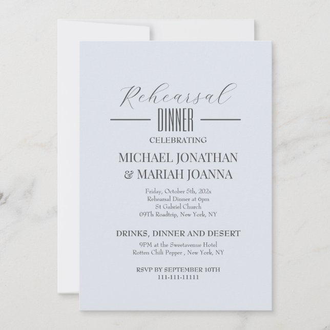 Convites Elegante Simples Na Noite Antes Do Janto De Ensaio (Frente)