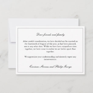 Convites Elegante Simples Noivado Desfeito Casamento Cancel