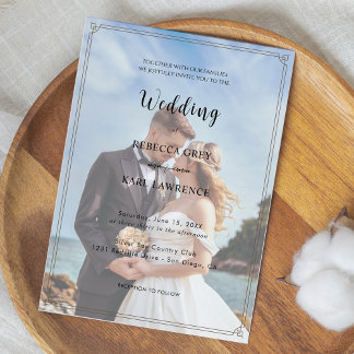 Convites Elegante Simples Personalizável Foto Casamento