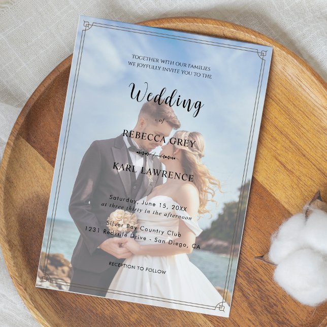Convites Elegante Simples Personalizável Foto Casamento  (Elegant Simple Customizable Photo Invitation )