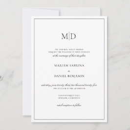 Convites Elegante Simples Rótulo de Monograma Casamento Bra