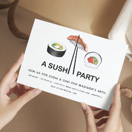 Convites Elegante Simples Sushi Festa de aniversário