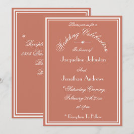 Convites Elegante Simples Terracota Casamento Escrita Branc