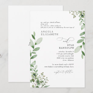 Convites Elegante site de casamento com folhagem em cascata