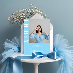Convites Elegante Sky Blue aniversário de 30 anos