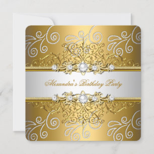 Convites Elegante Sobreposição de Diamante de Renda Prata D