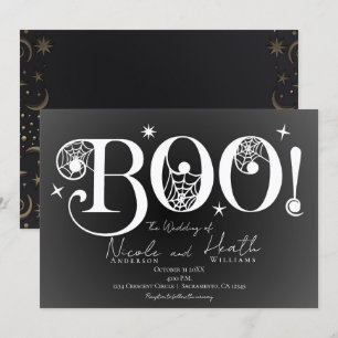 Convites Elegante Sombrio BOO Preto Branco Casamento de Hal