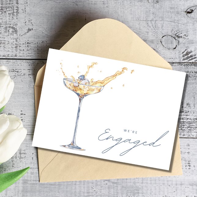 Convites Elegante Somos Festa de noivado de Champagne Envol (Elegant We're Engaged Champagne Engagement Party Invitation)
